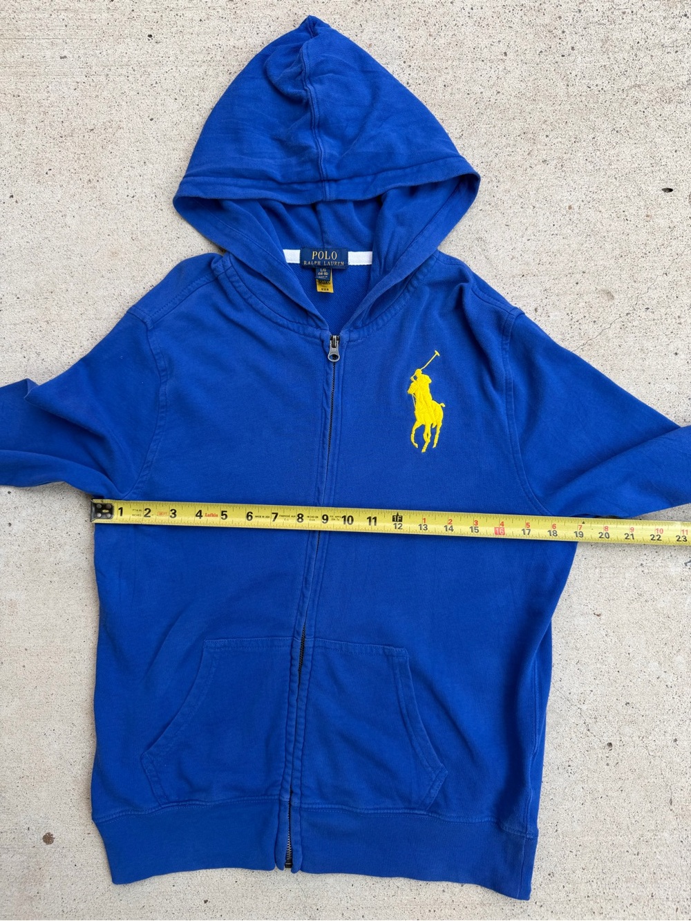 Polo Ralph Lauren Big Pony Boys Hoodie Royal Blue Full Zip Size L 14-16 - Picture 9 of 11